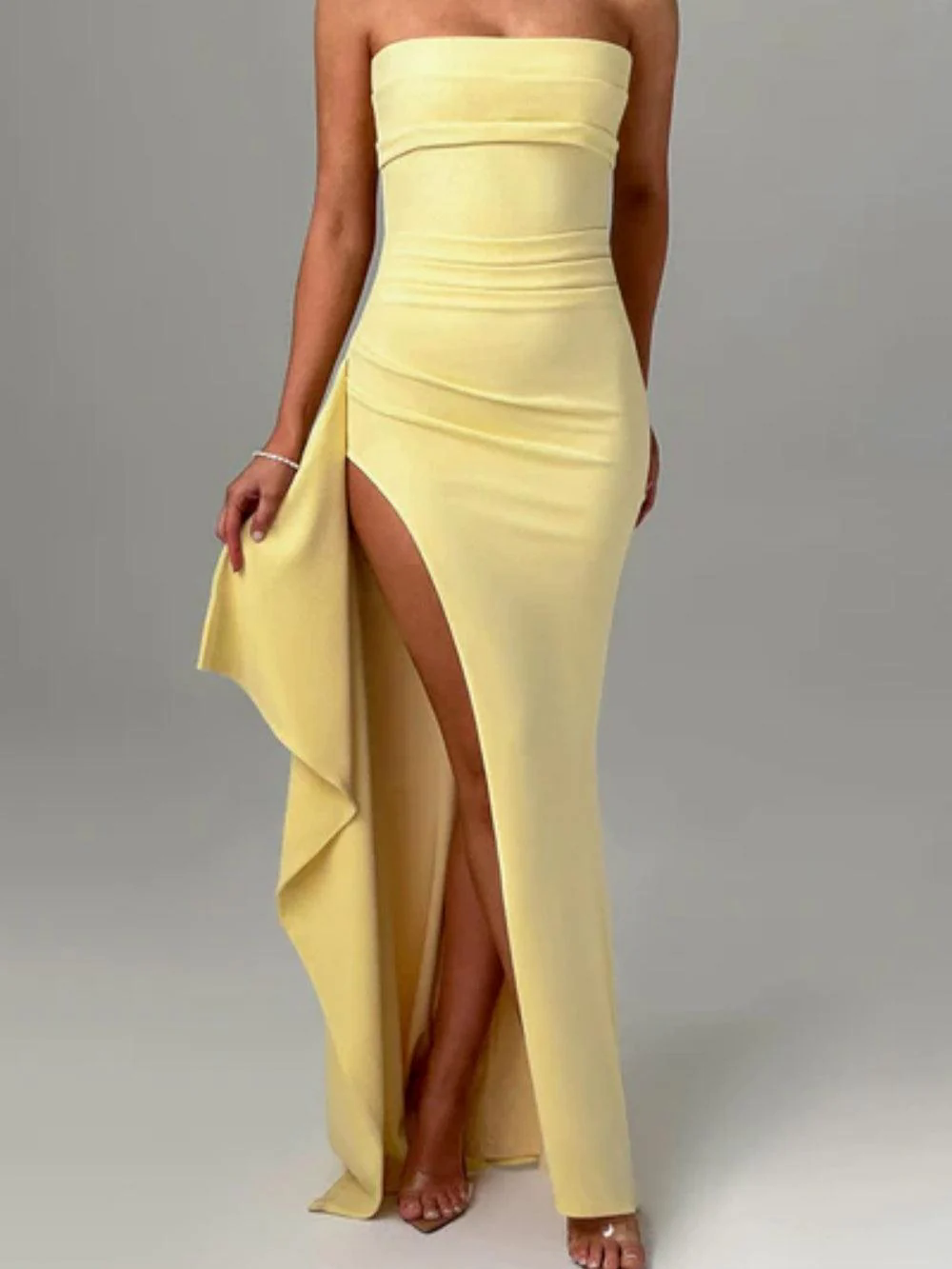 Strapless slit maxi dress Strapless slit maxi dress