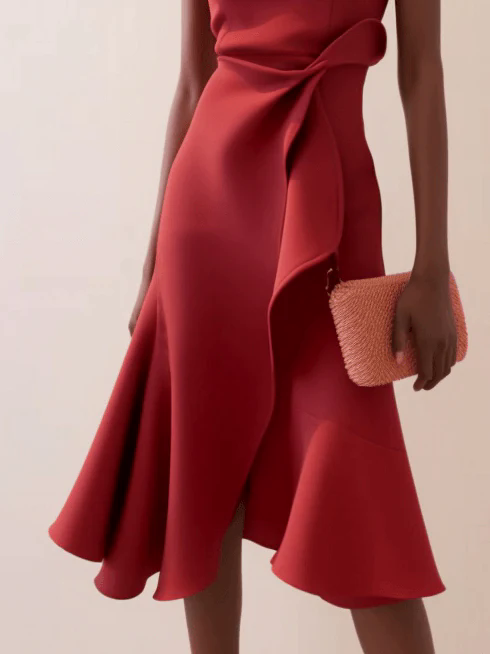 Red Sleeveless Midi Elegant A-line Dress with Waist Twist for Day-to-Night Red Sleeveless Midi Elegant A-line Dress with Waist Twist for Day-to-Night