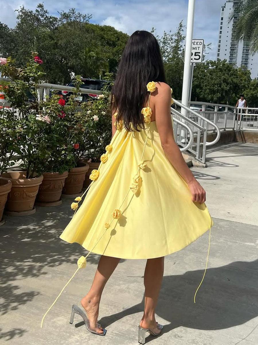 Chic floral suspender loose mini dress Chic floral suspender loose mini dress