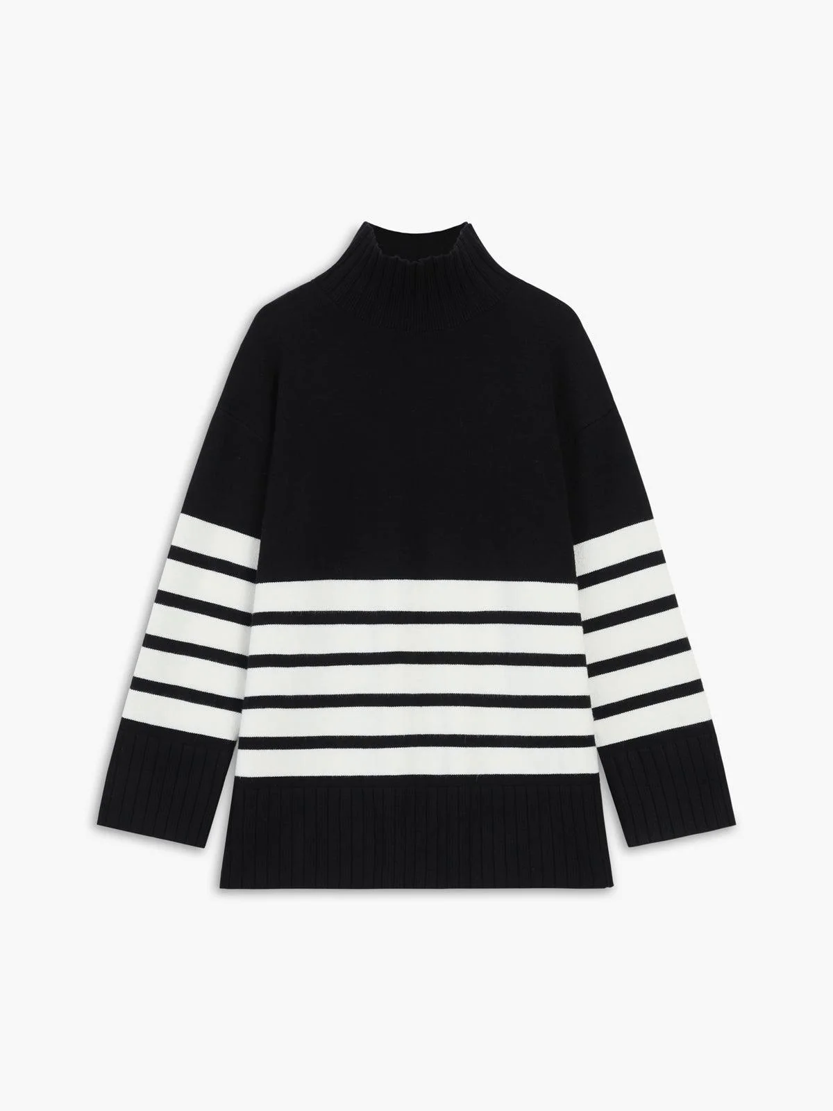 Miss Paris Mock Neck Stripe Sweater Miss Paris Mock Neck Stripe Sweater