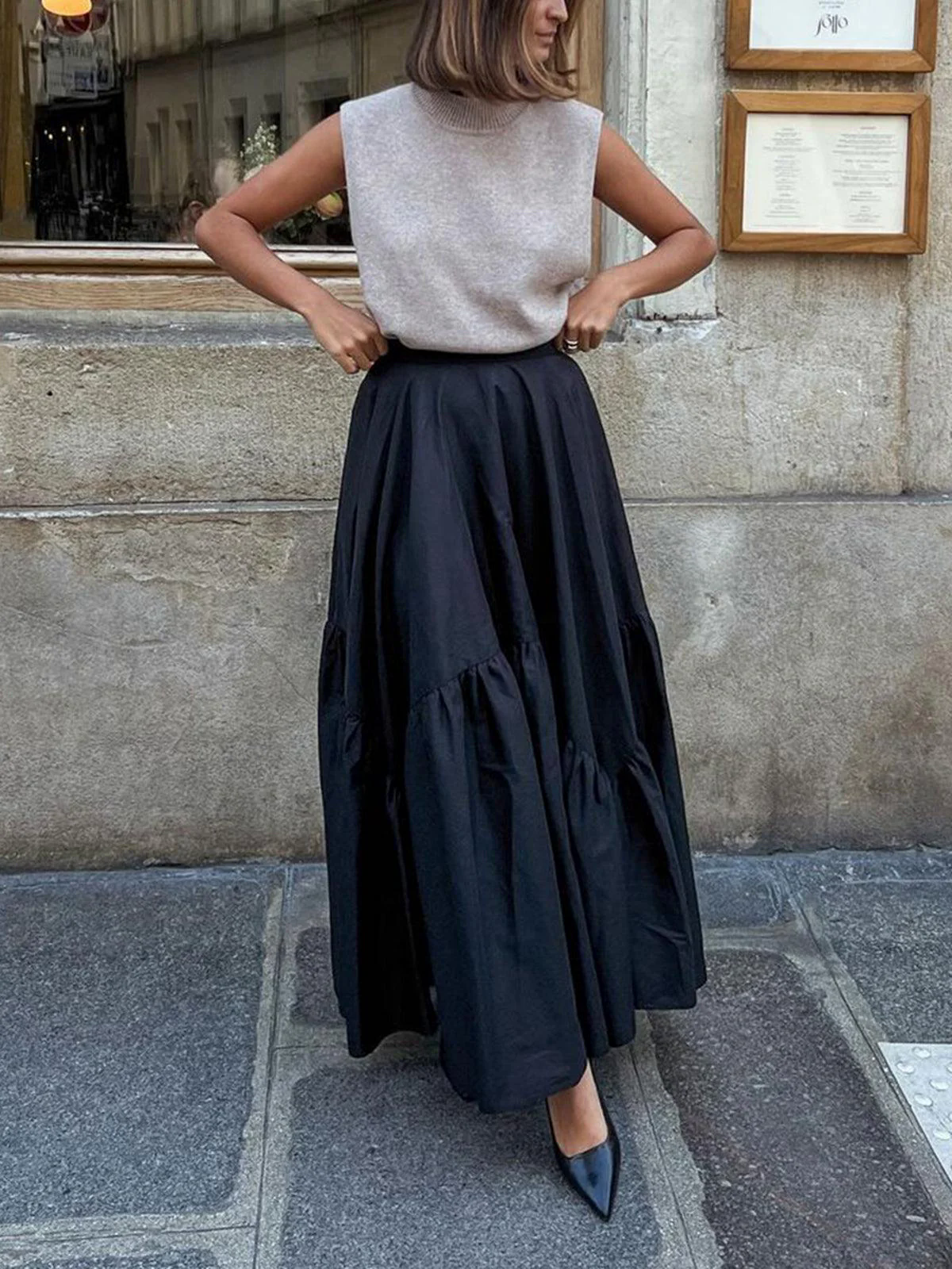 Asymmetrical Pleated Maxi Skirt Asymmetrical Pleated Maxi Skirt