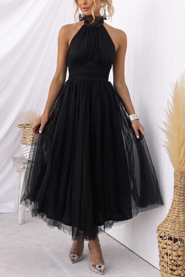 Fairy Vibes Tulle Gathered Detail Halter Maxi Dress Fairy Vibes Tulle Gathered Detail Halter Maxi Dress