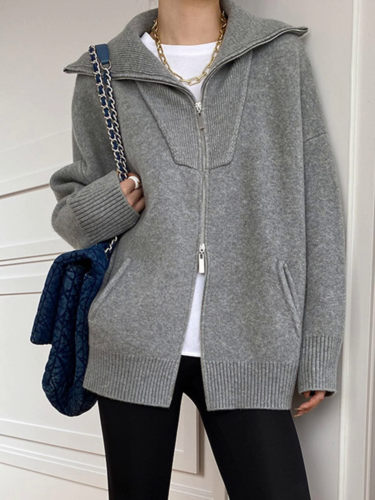 Oversized Open Collar Cardigan Oversized Open Collar Cardigan