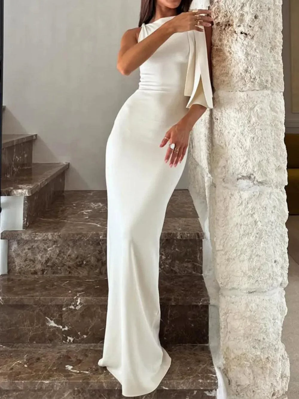 Lynn Asymmetric Tie Detail Maxi Dress Lynn Asymmetric Tie Detail Maxi Dress