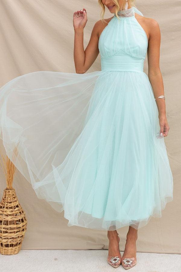 Fairy Vibes Tulle Gathered Detail Halter Maxi Dress Fairy Vibes Tulle Gathered Detail Halter Maxi Dress