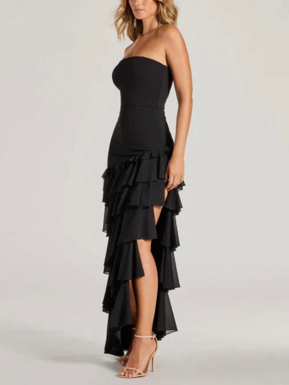 Shianne Strapless Chiffon Ruffled A-Line Formal Dress Shianne Strapless Chiffon Ruffled A-Line Formal Dress