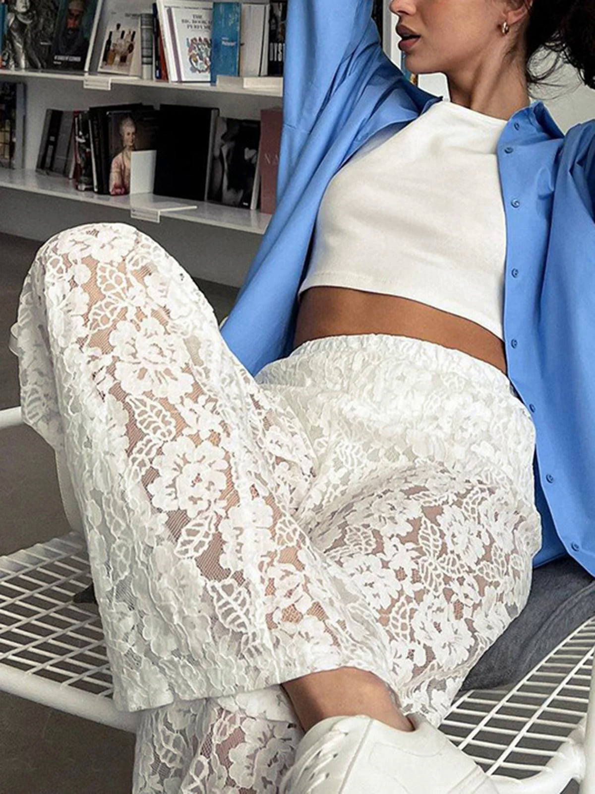 Sheer Lace Wide Leg Pants Sheer Lace Wide Leg Pants