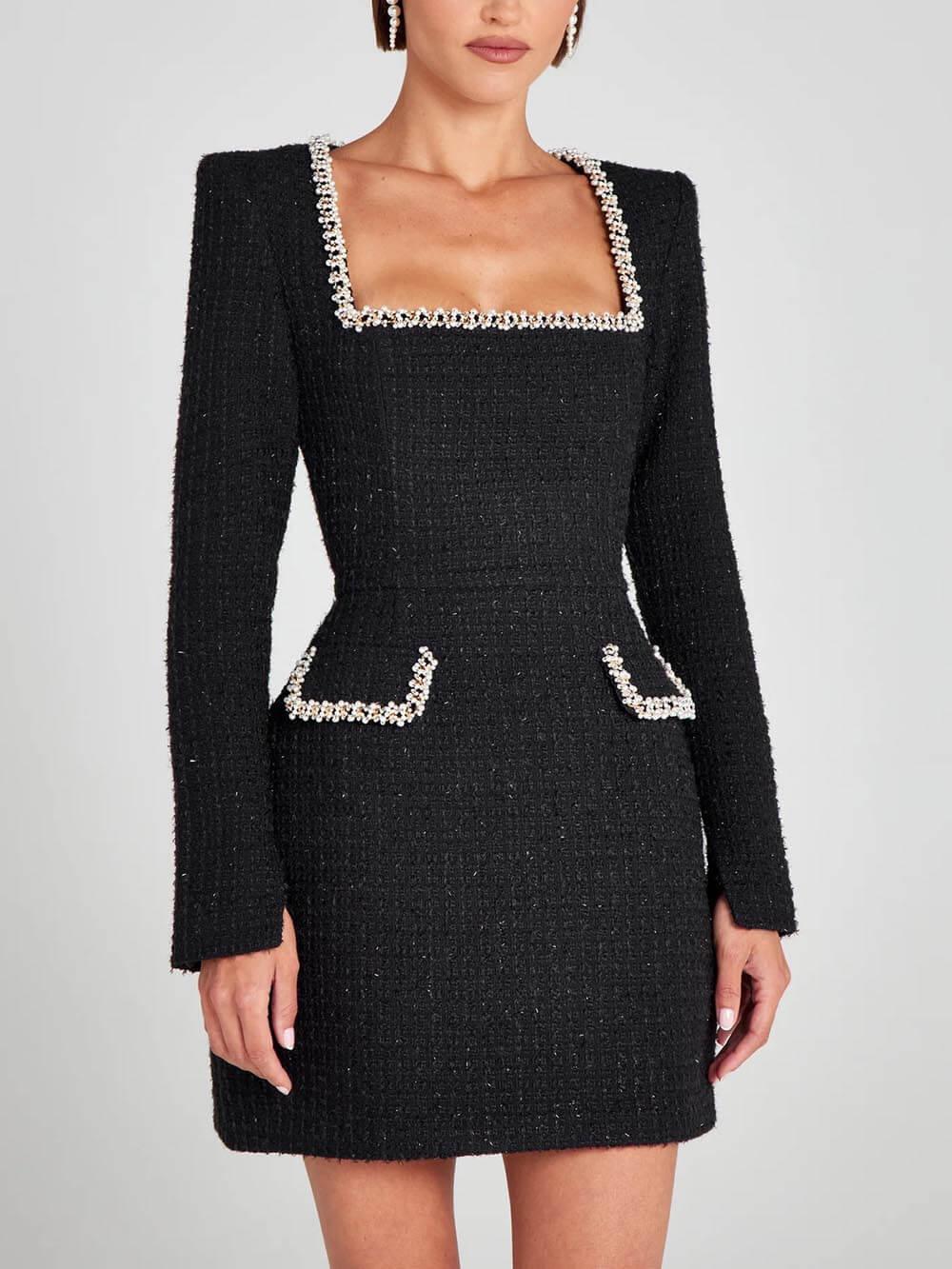 Exquisite And Playful Pearl Trim Pocket Mini Dress Exquisite And Playful Pearl Trim Pocket Mini Dress