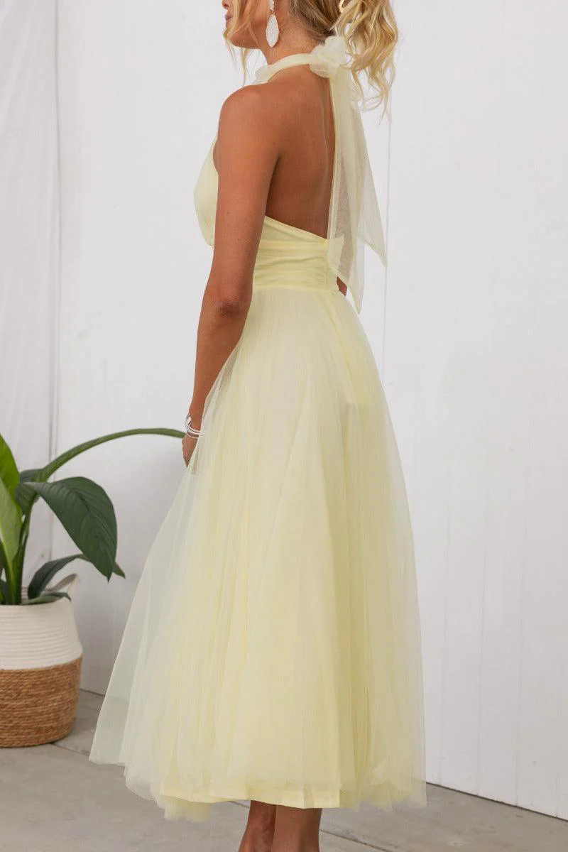 Fairy Vibes Tulle Gathered Detail Halter Maxi Dress Fairy Vibes Tulle Gathered Detail Halter Maxi Dress