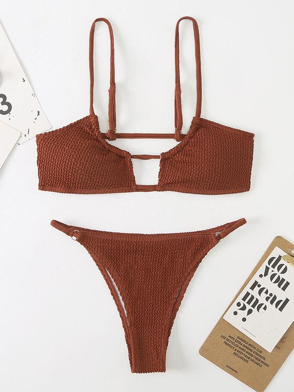 Split Three-Point Solid Color Special Fabric Bikini Split Three-Point Solid Color Special Fabric Bikini
