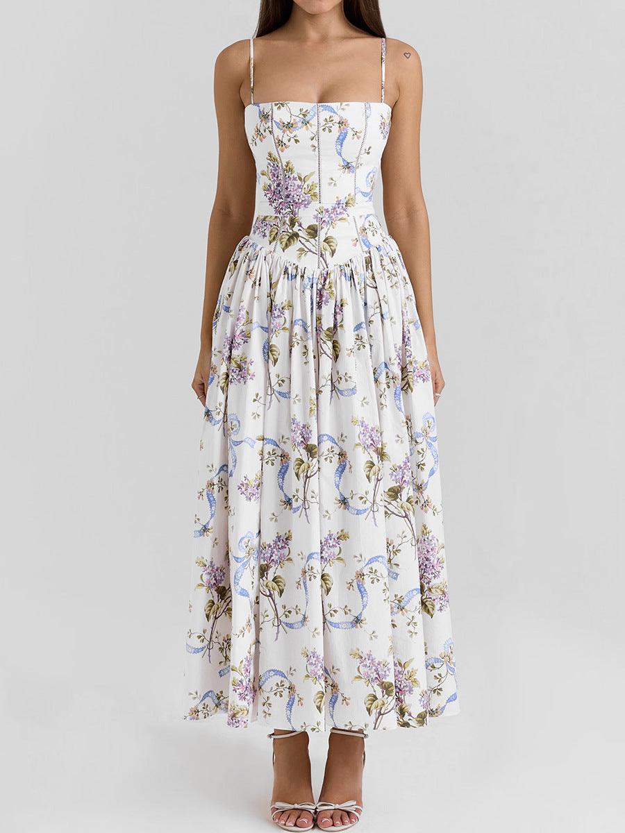 Printed fitted camisole midi dress Printed fitted camisole midi dress