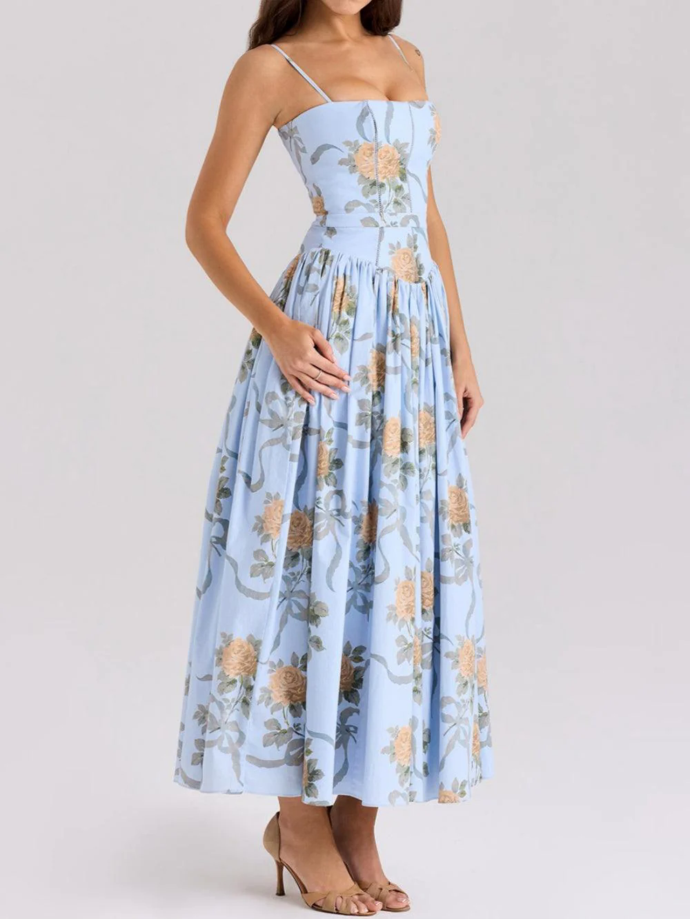 Printed fitted camisole midi dress Printed fitted camisole midi dress