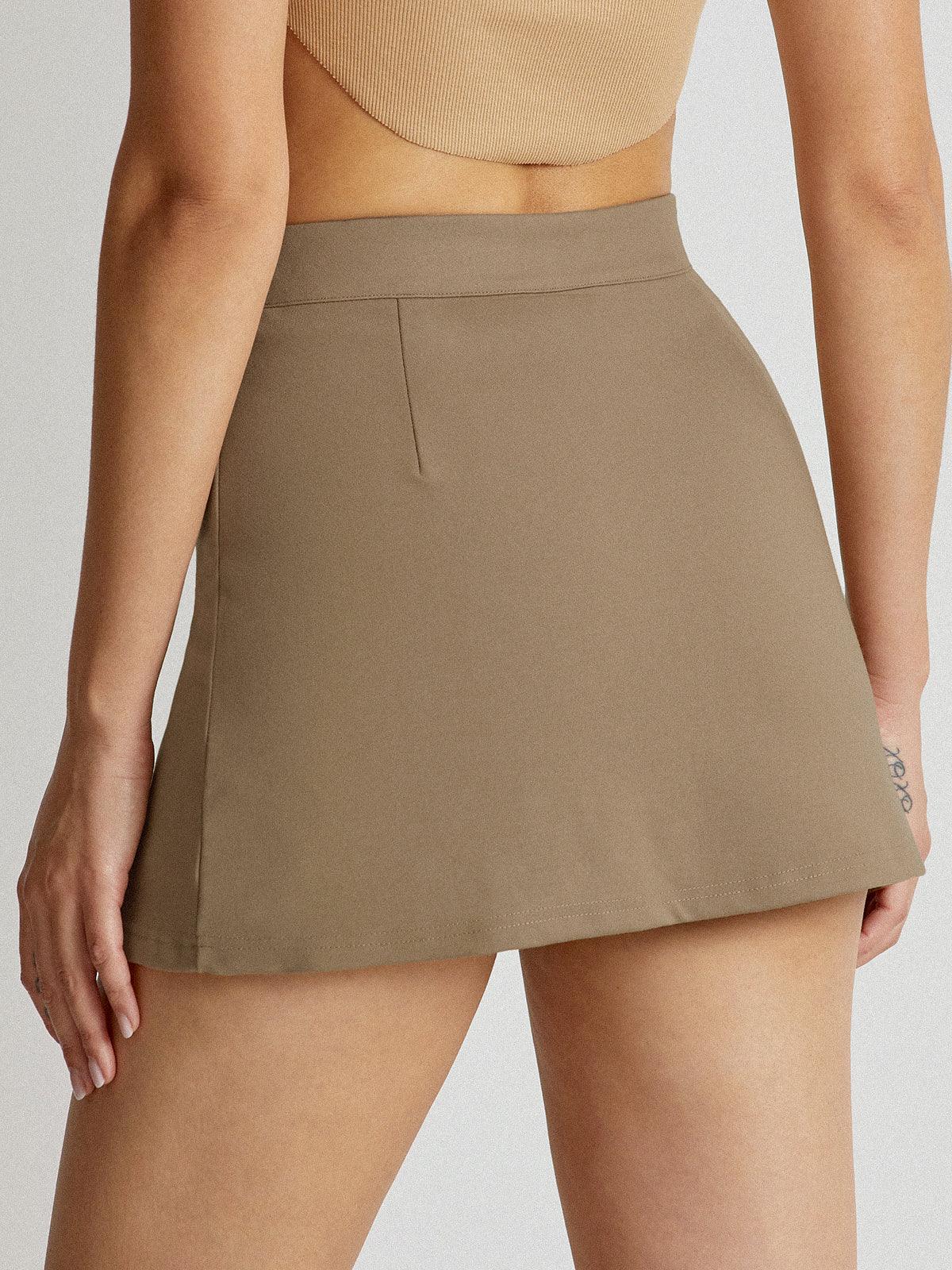 High Waisted V-Line Mini Skirt With Shorts Lining High Waisted V-Line Mini Skirt With Shorts Lining