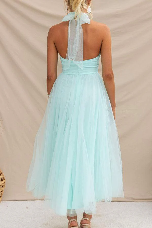Fairy Vibes Tulle Gathered Detail Halter Maxi Dress Fairy Vibes Tulle Gathered Detail Halter Maxi Dress